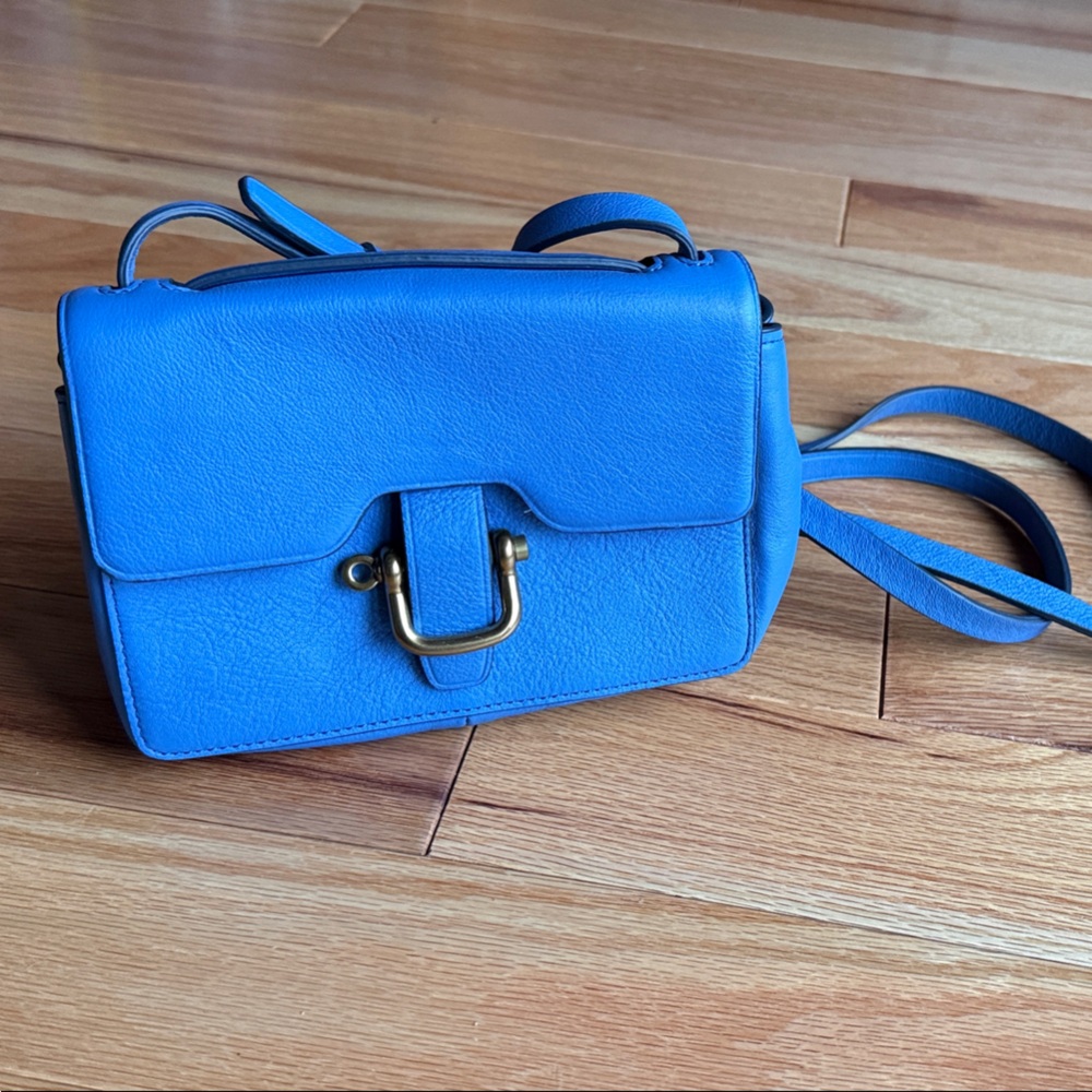 NWT J. Crew Blue Leather Crossbody Bag
